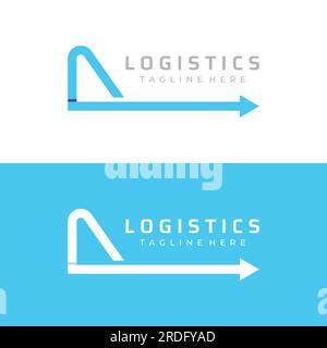 Logistics logo with arrows, order box, fast and digital order. Stock Vector