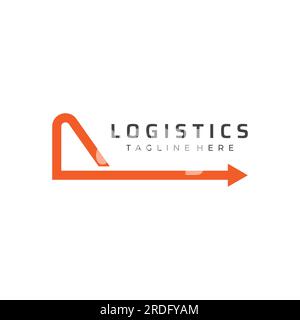 Logistics logo with arrows, order box, fast and digital order. Stock Vector