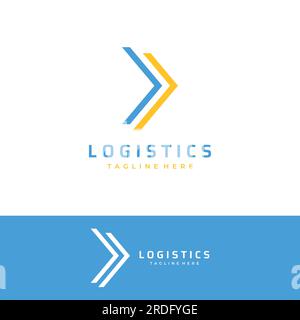 Logistics logo with arrows, order box, fast and digital order. Stock Vector