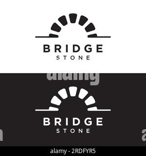 Simple and modern stone bridge building logo creative design. Stock Vector