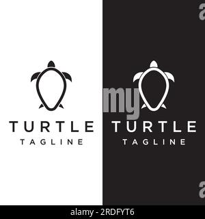 Turtle animal logo with a simple and elegant concept. Stock Vector