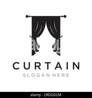 Creative luxury curtain or curtain logo for Theatre, home,hotel and apartment. Stock Vector