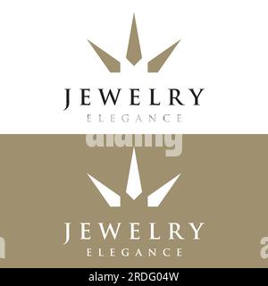 Abstract logo of jewelry ring with luxury diamond or gems.Isolated black and white background.Logo can be for jewelry brand and sign. Stock Vector