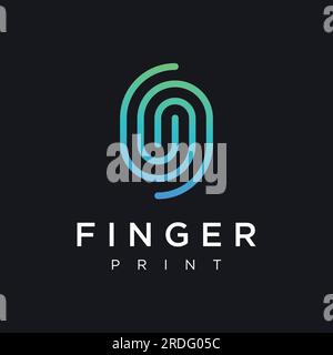 Modern human fingerprint logotype. Fingerprint for identity, business card, technology, digital. Stock Vector