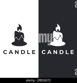 Simple burning luxury candlelight logo design with isolated background.Template for business, sign, company. Stock Vector