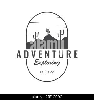 Vintage natural cactus tree plant Logo design, desert plant with editable vector illustration. Stock Vector