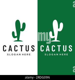 Vintage natural cactus tree plant Logo design, desert plant with editable vector illustration. Stock Vector