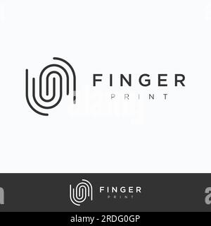 Modern human fingerprint logotype. Fingerprint for identity, business card, technology, digital. Stock Vector