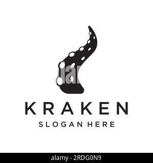 Sea octopus or kraken hipster logo template isolated on background. Stock Vector
