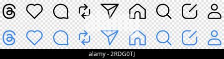 Set of Threads interface icons. Vector illustration isolated on transparent background Stock Vector