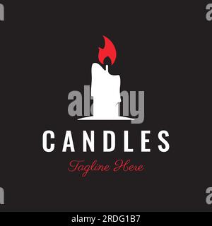Simple burning luxury candlelight logo design with isolated background.Template for business, sign, company. Stock Vector