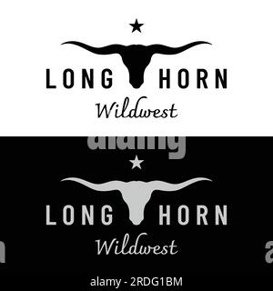Vintage bull, cow and buffalo long horn logo. for badges, restaurant, business. Stock Vector
