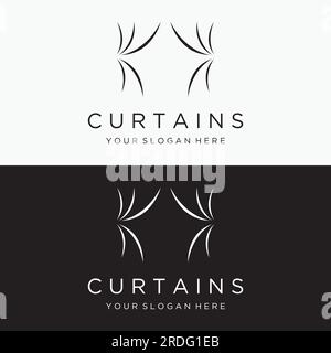 Creative luxury curtain or curtain logo for Theatre, home,hotel and apartment. Stock Vector