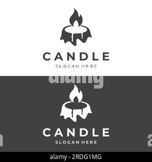 Simple burning luxury candlelight logo design with isolated background.Template for business, sign, company. Stock Vector