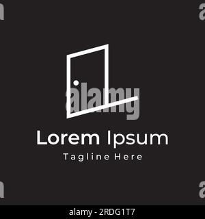 Simple open door abstract logo design, interior with geometric shapes or monogram.For building construction, business.property and company. Stock Vector