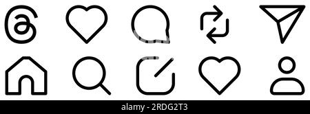 Threads networking interface icons. Instagram new app. Design can use for web and mobile app. Vector illustration Stock Vector
