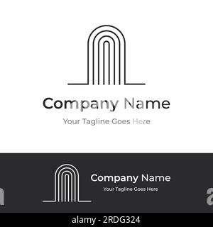 Simple open door abstract logo design, interior with geometric shapes or monogram.For building construction, business.property and company. Stock Vector