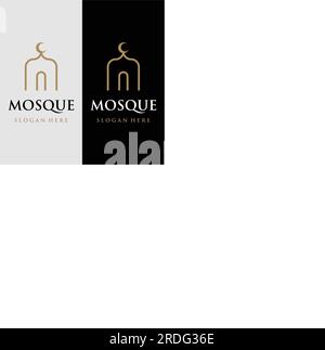 Unique,modern and creative luxury mosque logo with monogram.Logo for islamic,ramadan,company. Stock Vector