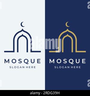 Unique,modern and creative luxury mosque logo with monogram.Logo for islamic,ramadan,company. Stock Vector