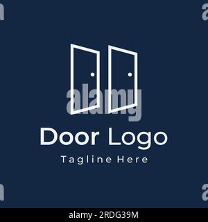 Simple open door abstract logo design, interior with geometric shapes or monogram.For building construction, business.property and company. Stock Vector
