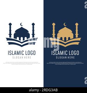 Unique,modern and creative luxury mosque logo with monogram.Logo for islamic,ramadan,company. Stock Vector