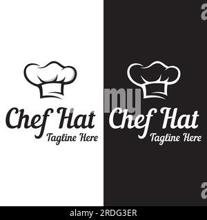 Professional chef or kitchen chef hat logo template.Logo for business,home cook and restaurant chef. Stock Vector