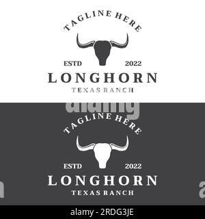 Vintage bull, cow and buffalo long horn logo. for badges, restaurant, business. Stock Vector