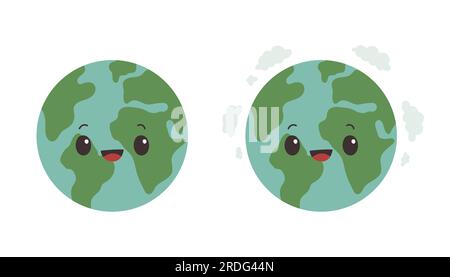 Cute Earth character set, vector. Stock Vector