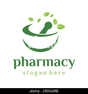 Pharmacy logo design with bowl and pounded herbal medicine. Logo for ...