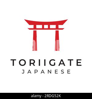 Japanese ancient tori gate logo design. Japanese heritage, culture and history tori gate. Logo for business. Stock Vector