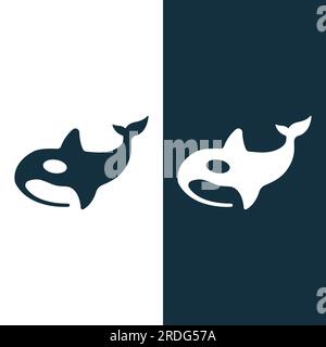 Simple black orca whale animal logo creative design. Killer underwater animal. Logo for business, identity and branding. Stock Vector