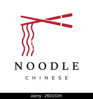 Logo design for delicious Chinese and Japanese noodle soup and ramen dishes, Asian food. Logos for businesses, restaurants, cafes, and shops. Stock Vector