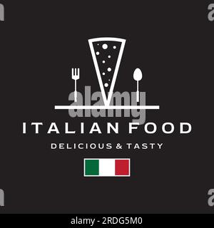 Delicious and delicious italian food logo design .With vintage food utensil sign.Logos for restaurants , cafes , clubs and badges. Stock Vector