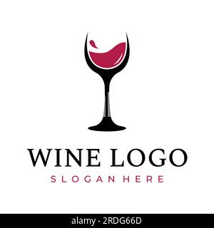 Wine logo design with wine glasses and bottles.Logos for nightclubs, bars and wine shops. Stock Vector