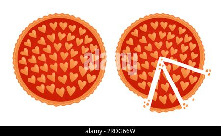 Pie top view. Cooked tasty round food pastry pie desserts exact vector illustrations Stock Vector