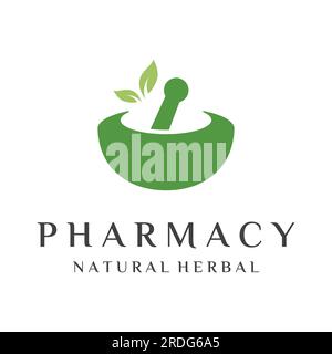 Pharmacy logo design with bowl and pounded herbal medicine. Logo for ...