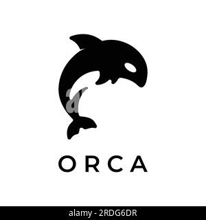 Simple black orca whale animal logo creative design. Killer underwater animal. Logo for business, identity and branding. Stock Vector