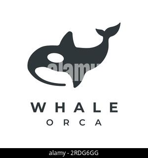 Simple black orca whale animal logo creative design. Killer underwater animal. Logo for business, identity and branding. Stock Vector