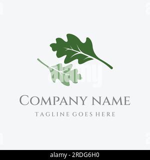 Autumn oak leaf logo and oak tree logo. With editing vector illustration. Stock Vector