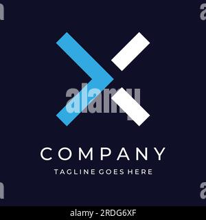 Abstract design element initial letter X geometry or monogram in trendy style.Logo for business, identity,company, Stock Vector