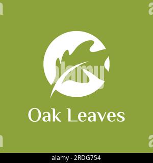 Autumn oak leaf logo and oak tree logo. With editing vector illustration. Stock Vector