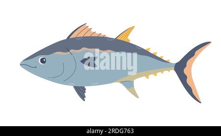 Yellowfin tuna. Vector illustration cartoon flat icon isolated on white. Stock Vector