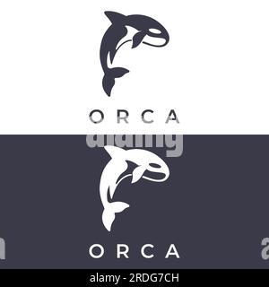 Simple black orca whale animal logo creative design. Killer underwater animal. Logo for business, identity and branding. Stock Vector
