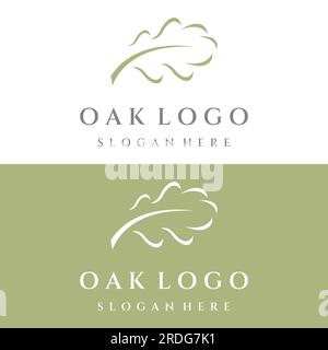 Autumn oak leaf logo and oak tree logo. With editing vector illustration. Stock Vector