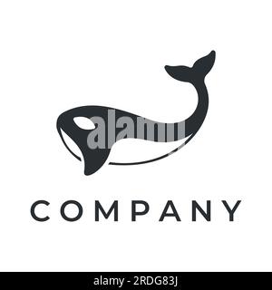 Simple black orca whale animal logo creative design. Killer underwater animal. Logo for business, identity and branding. Stock Vector