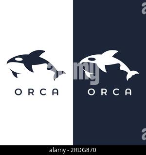Simple black orca whale animal logo creative design. Killer underwater animal. Logo for business, identity and branding. Stock Vector