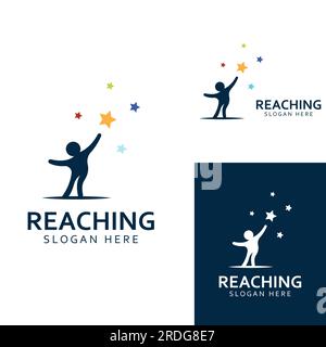 A logo to reach the stars or a logo to reach a dream or goal. Logo using vector design concept. Stock Vector