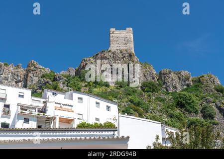 Zahara de la Sierra Castle Tower - Zahara de la Sierra, Andalusia, Spain Stock Photo