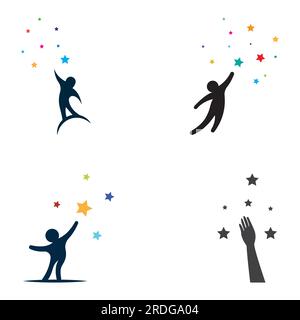 A logo to reach the stars or a logo to reach a dream or goal. Logo using vector design concept. Stock Vector