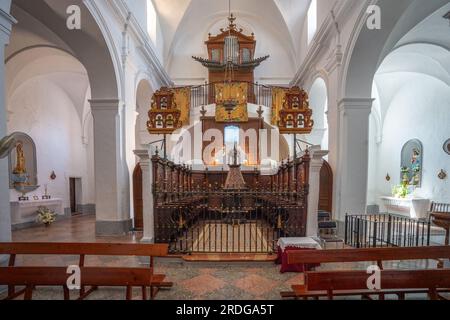 Choir at Santa Maria de la Mesa Church Interior - Zahara de la Sierra, Andalusia, Spain Stock Photo